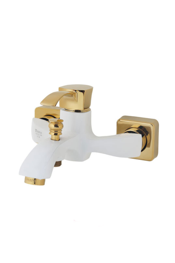 شیر حمام طوفان فلز مدل آیدین سفید طلایی
